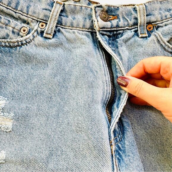 VINTAGE LEVIS Revolve Blue Medium Wash CutOffs Denim Jean Short Shorts 28 - Picture 4 of 8